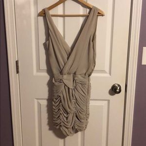 Armani Exchange Deep Cut Ruffle Skirted Dress